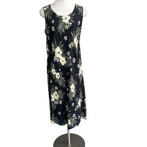 Hibiscus Collection Dress Hawaiian Black Floral Sleeveless Sheath Size XXL